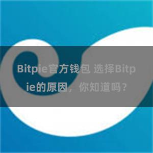 Bitpie官方钱包 选择Bitpie的原因，你知道吗？