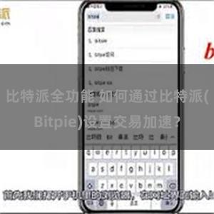 比特派全功能 如何通过比特派(Bitpie)设置交易加速？